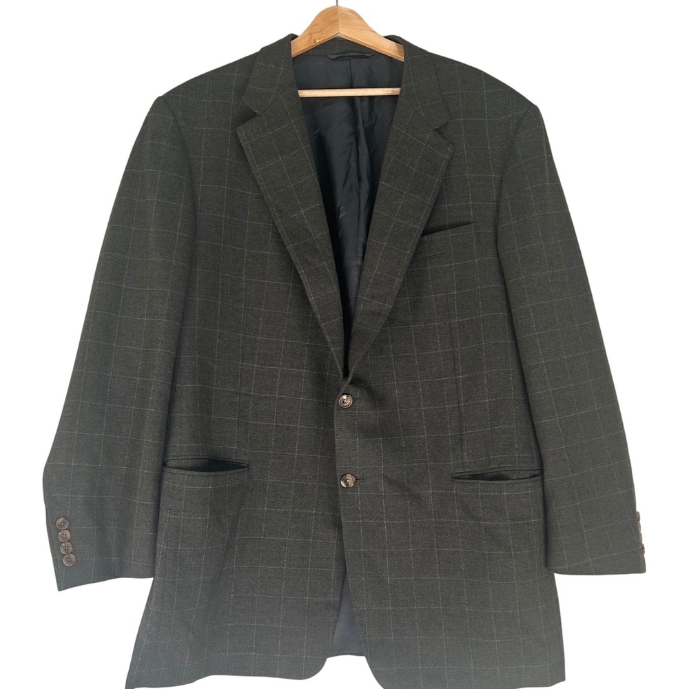 Hickey Freeman Collection Men's‎ 46 Long Wool Cashmere Plaid Blazer Suit Jacket